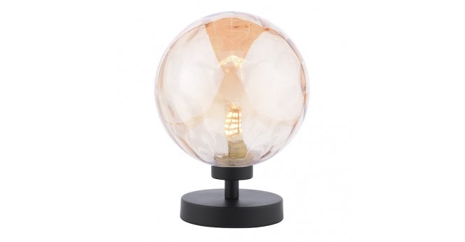 Där Lighting Esben Touch Table Lamp Matt Black With Amber Dimpled Glass