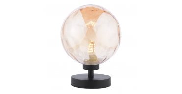 Esben Touch Table Lamp Matt Black With Amber Dimpled Glass