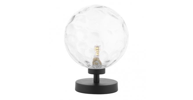 Där Lighting Esben Touch Table Lamp Matt Black With Clear Dimpled Glass