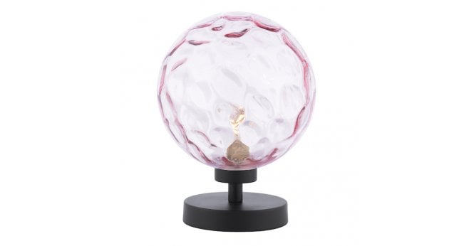Där Lighting Esben Touch Table Lamp Matt Black With Pink Dimpled Glass
