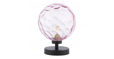 Esben Touch Table Lamp Matt Black With Pink Dimpled Glass