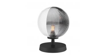 Esben Touch Table Lamp Matt Black With Smoked/Clear Ribbed Glass