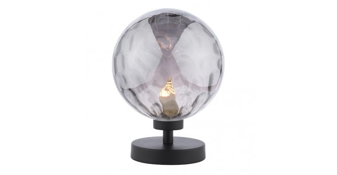 Där Lighting Esben Touch Table Lamp Matt Black With Smoked Dimpled Glass