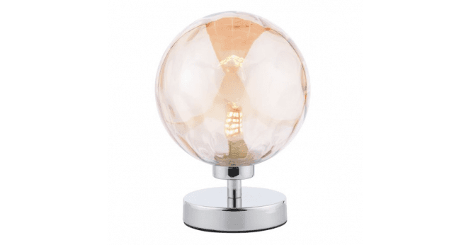 Där Lighting Esben Touch Table Lamp Polished Chrome With Amber Dimpled Glass