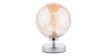 Esben Touch Table Lamp Polished Chrome With Amber Dimpled Glass