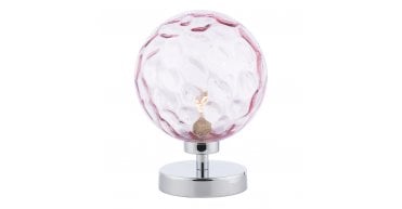 Esben Touch Table Lamp Polished Chrome With Pink Dimpled Glass