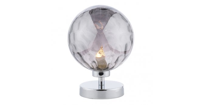 Där Lighting Esben Touch Table Lamp Polished Chrome With Smoked Dimpled Glass