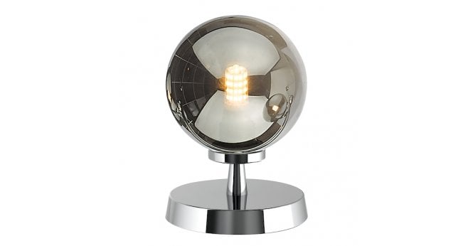 Där Lighting Esben Touch Table Lamp Polished Chrome With Smoked Glass