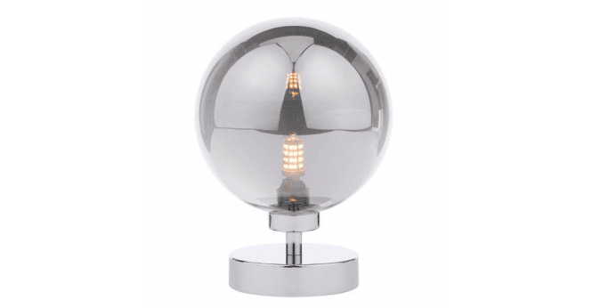 Där Lighting Esben Touch Table Lamp Polished Chrome With Smoked Glass