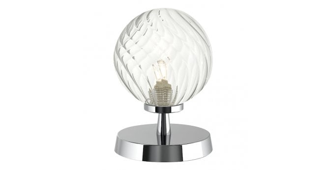 Där Lighting Esben Touch Table Lamp Polished Chrome With Twisted Glass