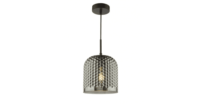 Där Lighting Esila Pendant Matt Black and Smoked Glass