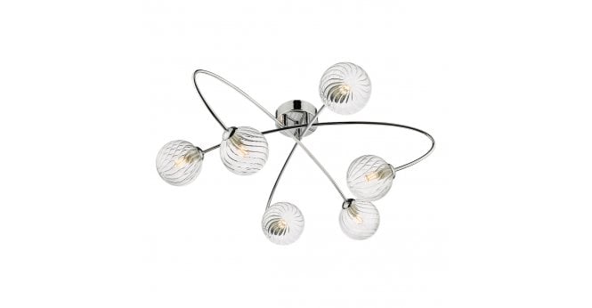 Där Lighting Etta 6 Light Semi Flush Polished Chrome Clear Glass