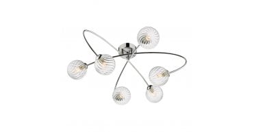 Etta 6 Light Semi Flush Polished Chrome Clear Glass