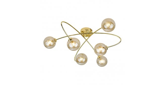 Där Lighting Etta 6 Light Semi Flush Polished Gold Champagne Glass