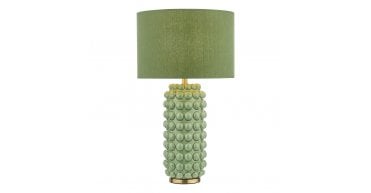 Etzel Table Lamp Green Antique Brass With Shade