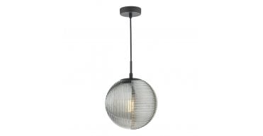 Evander Single Pendant Matt Black and Smoked Glass
