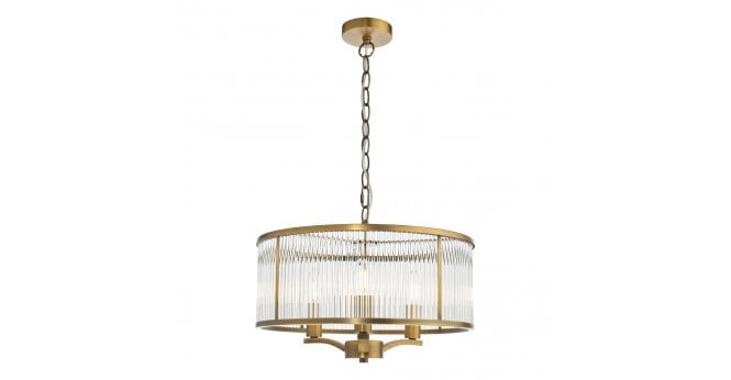 Där Lighting Evelyn 3 Light Pendant Antique Bronze and Glass