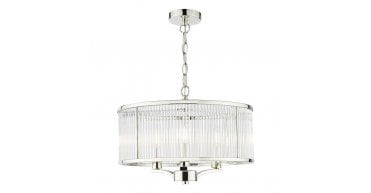Evelyn 3 Light Pendant Polished Nickel and Glass
