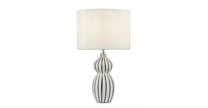 Där Lighting Evie Table Lamp White Ceramic Blue Ceramic