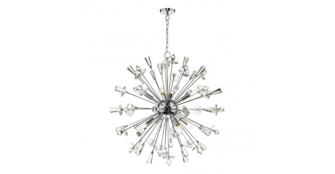 Där Lighting Exodus 8 Light Pendant Polished Chrome Crystal