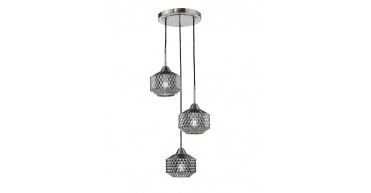Fabrienne 3 Light Cluster Pendant Satin Nickel and Smoked Glass