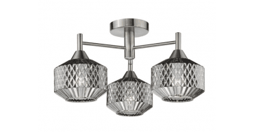 Fabrienne 3 Light Semi-Flush Satin Nickel and Smoked Glass