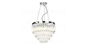 Fame 5 Light Pendant Glass and Polished Nickel