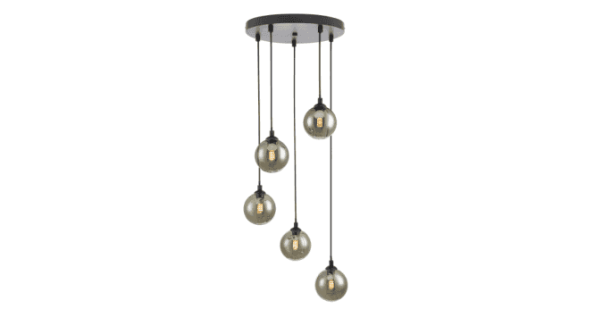 Där Lighting Federico 5 Light Cluster Pendant Matt Black Frame Only