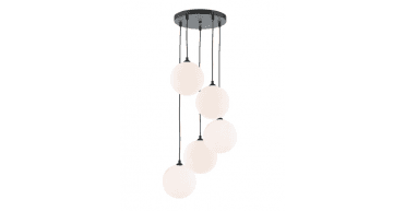Federico 5 Light Cluster Pendant Matt Black With Opal Glass