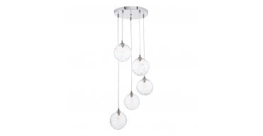Federico 5 Light Cluster Pendant Polished Chrome With Clear Dimpled Glass