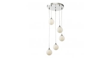 Federico 5 Light Cluster Pendant Polished Chrome With Opal Glass