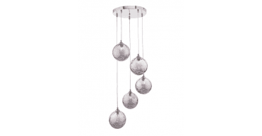 Federico 5 Light Cluster Pendant Polished Chrome With Smoked Dimpled Glass