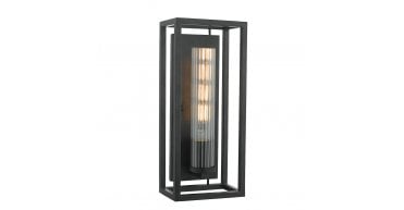 Felipe Wall Light Black & Ribbed Glass