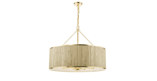 Där Lighting Fenella 8 Light Pendant Gold Leaf and Seagrass Shade