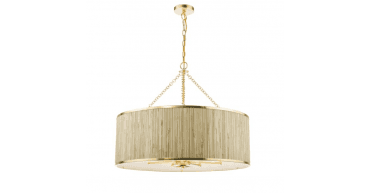 Fenella 8 Light Pendant Gold Leaf and Seagrass Shade
