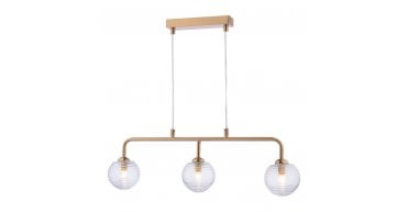 Feya 3 Light Bar Pendant Antique Bronze & Ribbed Glass