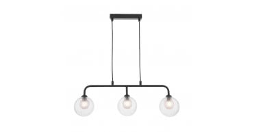 Feya 3 Light Bar Pendant Matt Black & Clear/Opal Glass