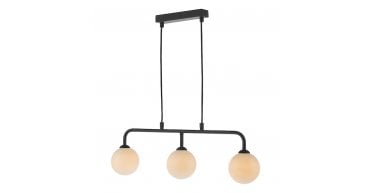 Feya 3 Light Bar Pendant Matt Black Opal Glass