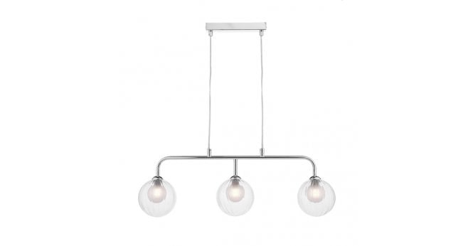 Där Lighting Feya 3 Light Bar Pendant Polished Chrome & Clear/Opal Glass