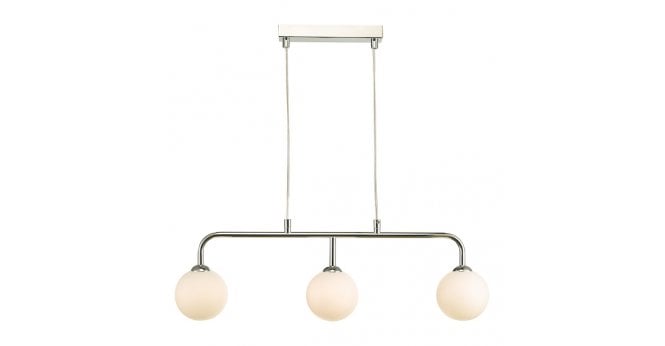 Där Lighting Feya 3 Light Bar Pendant Polished Chrome With Opal Glass