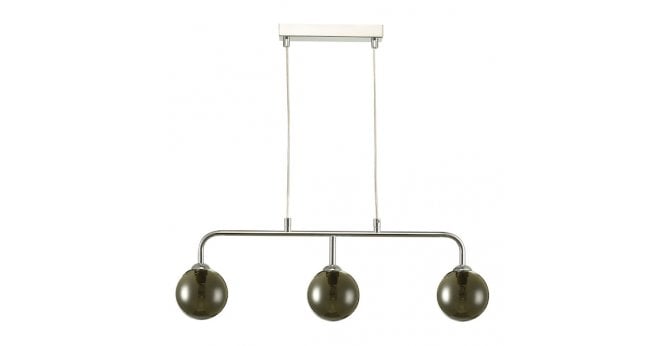 Där Lighting Feya 3 Light Bar Pendant Polished Chrome With Smoked Glass