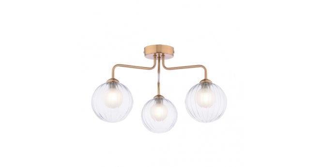 Där Lighting Feya 3 Light Semi-Flush Antique Bronze With Clear/Opal Glass
