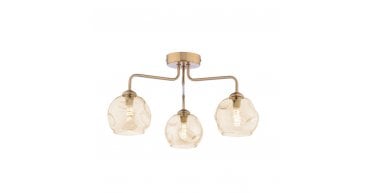 Feya 3 Light Semi-Flush Antique Bronze With Organic Amber Glass