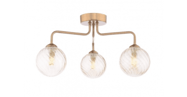 Feya 3 Light Semi-Flush Antique Bronze With Twisted Amber Glass