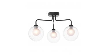 Feya 3 Light Semi Flush Matt Black With Clear/Opal Glass