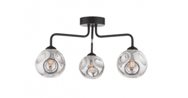 Feya 3 Light Semi Flush Matt Black With Closed Organic Smoked Glass