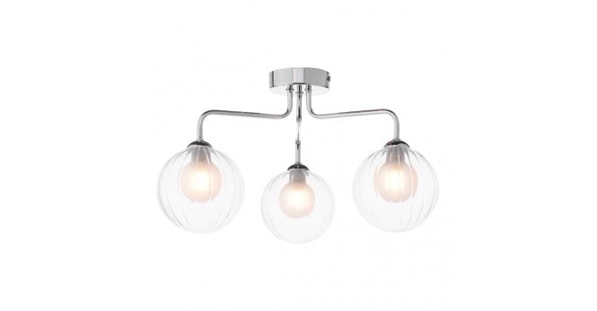 Där Lighting Feya 3 Light Semi Flush Polished Chrome With Clear/Opal Glass