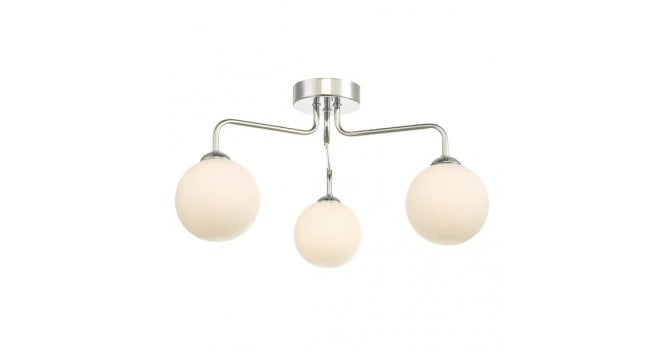 Där Lighting Feya 3 Light Semi Flush Polished Chrome With Opal Glass