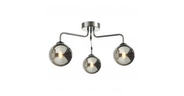 Feya 3 Light Semi Flush Polished Chrome With Smoked Glass