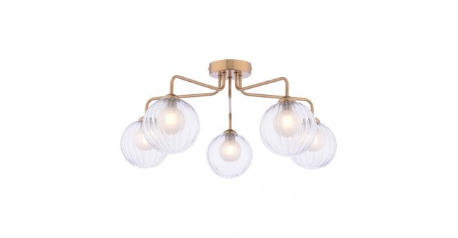 Där Lighting Feya 5 Light Semi-Flush Antique Bronze With Clear/Opal Glass